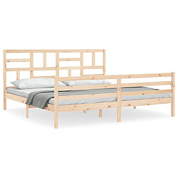 Maison Chic Cadre/structure de lit avec tête de lit pour adulte - Lit Moderne Chambre Super King bois massif -MN80544