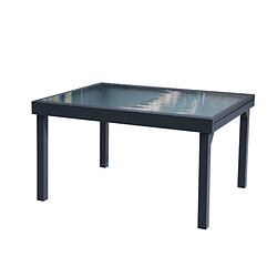 Wilsa Garden Table Modulo 6/10 personnes structure grise en aluminium, plateau en verre semi-transparent