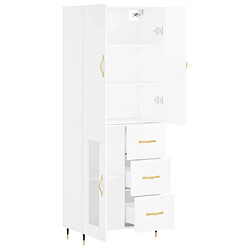 Avis vidaXL Buffet haut Blanc brillant 69,5x34x180 cm Bois d'ingénierie