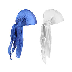 2 Pièces Durag Headwear Cap Chute De Cheveux Écharpe Bandana Turban Blanc + Bleu Royal pas cher