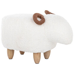 Beliani Tabouret enfant en tissu peluche blanc LAMB 