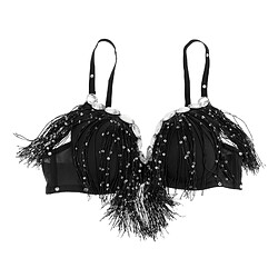 Soutien-gorge De Danse Du Ventre Sparkle Sequined Tassel Top Party Club Black