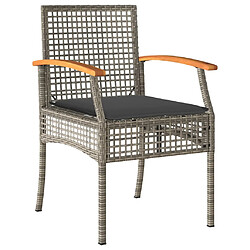 Acheter vidaXL Ensemble de bistro 3 pcs et coussins gris résine tressée acacia