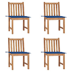 vidaXL Chaises de jardin lot de 4 avec coussins Bois de teck massif