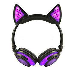 Universal Cadeau d'anniversaire Casque Bluetooth sans fil pliable oreille de chat clignotant Casque pour enfants Casque de jeu avec lumière LED | 