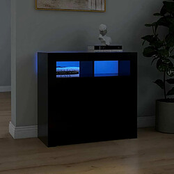 Maison Chic Buffet commode,console avec lumières LED pour rangement noir 80x35x75 cm -MN68136