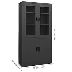 vidaXL Armoire de bureau Anthracite 90x40x180 cm Acier pas cher