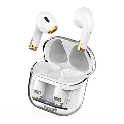 General Écouteurs sans fil Bluetooth avec étui de charge rapide de type C Casque intra-auriculaire Ipx étanche Premium Sound Deep Bass Ear Buds Écouteurs résistants à la sueur(Blanc)