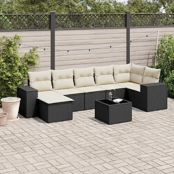 Maison Chic Ensemble Tables et chaises d'extérieur 8 pcs avec coussins,Salon de jardin noir résine tressée -GKD531666