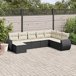 vidaXL Salon de jardin 8 pcs avec coussins noir résine tressée