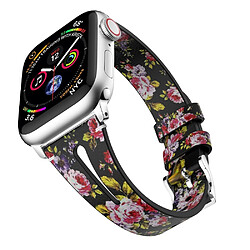 Wewoo Bracelet en cuir forme de goutte d'eau pour montre-bracelet Apple Watch séries 43 et 2 et 1 et 42 mm noir et rose 