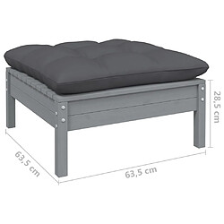 Acheter vidaXL Repose-pied de jardin avec coussin anthracite Bois de pin gris