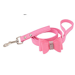 Universal Nœuds en suède, cuir, strass, col pour chien et couverture pour laisse, chiot, chat, dragon, petit chien, chat | collier pour chien, chat | collier pour chat (rose)