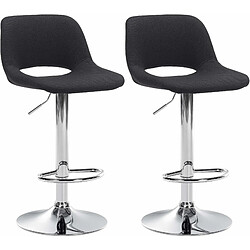 Decoshop26 Tabourets de bar chaises haute x2 avec repose-pieds en tissu noir piètement métallique chromé 10_0004095 