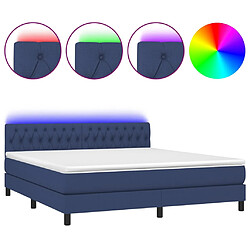 vidaXL Sommier à lattes de lit avec matelas LED Bleu 160x200 cm Tissu