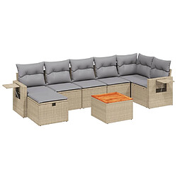 vidaXL Salon de jardin avec coussins 8pcs mélange beige résine tressée