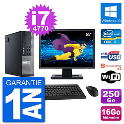 PC Dell 9020 SFF Ecran 27" Intel i7-4770 RAM 16Go Disque 250Go Windows 10 Wifi