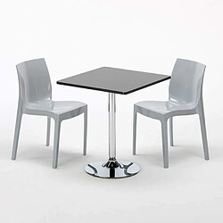 Avis Grand Soleil Table Noir et 2 Chaises Colorées Polypro