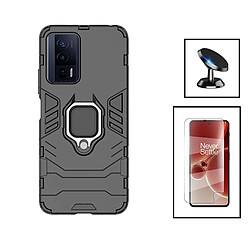 PHONECARE Kit Film Hydrogel Full Cover Avant + Coque 3X1 Military Defender + Support Magnétique de Voiture pour Xiaomi Poco F5 Pro - Noir 