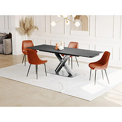 Vente-Unique Table à manger extensible THYLIA - 6 à 8 personnes - Céramique et Métal - Effet marbre noir