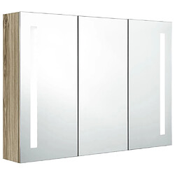 vidaXL Armoire de salle de bain à miroir LED 89x14x62 cm chêne