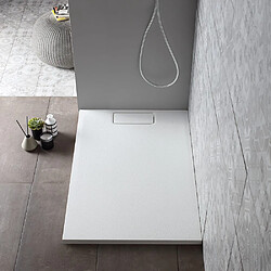 Kiamami Valentina RECEVEUR DE DOUCHE 80X120 EXTRA-PLAT BLANC MAT EFFET PIERRE | MART