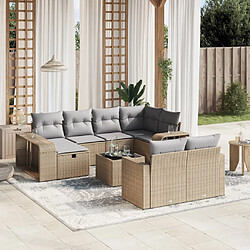 vidaXL Salon de jardin 11 pcs avec coussins beige résine tressée 