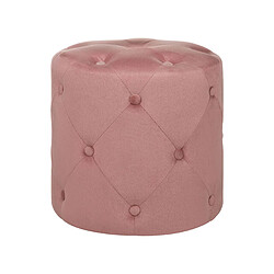 Beliani Pouf en velours rose poudré d 40 cm COROLLA 