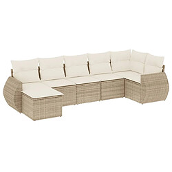 Maison Chic Salon de jardin avec coussins 7 pcs | Ensemble de Table et chaises | Mobilier d'Extérieur beige résine tressée -GKD39309