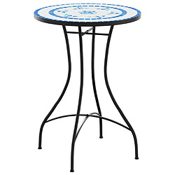 vidaXL Table de bistro mosaïque bleu et blanc Ø50x70 cm céramique