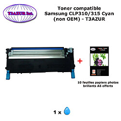 Toner générique CLP-310 C pour imprimante Samsung CLP 310, 310N, 315, 315W Cyan+ 10f A6 brillantes -T3AZUR