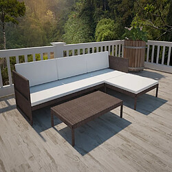 Maison Chic Mobilier de jardin à 3 places,Mobilier d'extérieur,table et chaises Résine tressée Marron -GKD538129