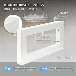 Avis ML-Design Set 2x Consoles Murales, 300x150x30 mm, Blanc, Acier, Design Flottant, Support d'Étagère pour Lavabo/Meuble/Table pour Salle de Bain/Chambre à Coucher, Réglable, Matériel de Montage Inclus