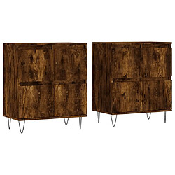 Maison Chic Ensemble de 2 Buffets,commode,console pour rangement chêne fumé bois d'ingénierie -MN72171