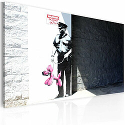 Paris Prix Tableau Imprimé Policier & Chien Rose - Banksy 40x60cm 