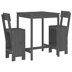 Maison Chic Table de bar et chaises d'extérieur 3 pcs,Ensemble de bar de jardin pour relax gris bois de pin massif -GKD327462