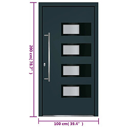 vidaXL Porte d'entrée Anthracite 100x200 cm Aluminium et PVC pas cher