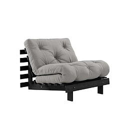 Inside 75 Fauteuil convertible futon ROOTS pin laqué noir matelas 90 x 200 cm coloris gris