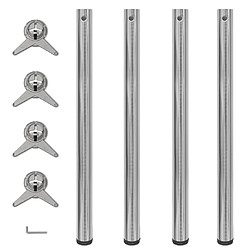 vidaXL 4 pieds de table réglables en hauteur 870 mm Nickel brossé