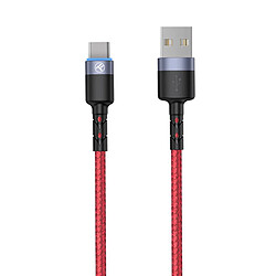 Câble de données Tellur USB vers Type-C avec lumière LED, 3 A, 1,2 m, rouge