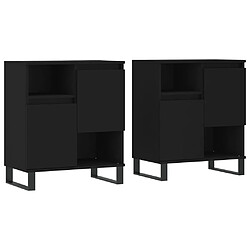 Maison Chic Ensemble de 2 Buffets,commode,console pour rangement noir bois d'ingénierie -MN89061