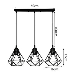 Stoex Plafonnier Rétro À 3 Lumières Suspension Lustre E27 Cage en Métal Suspension Luminaire Vintage D'Intérieur Noir A pas cher