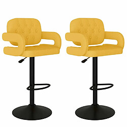 vidaXL Tabourets de bar lot de 2 jaune moutarde tissu