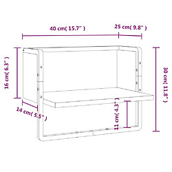 vidaXL Étagère murale avec barre chêne fumé 40x25x30 cm pas cher