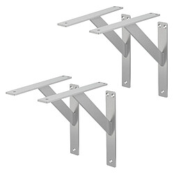 ML-Design 4x Support étagère murale fixation flottante aluminium argent robuste 240x240 mm 