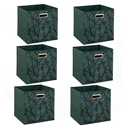 Five Simply Smart Lot de 6 boites de rangement en tissu Herbier - 31x31x31cm - Vert Five Simply Smart - Lot de 6 boites de rangement en tissu Herbier - 31x31x31cm - Vert - Design