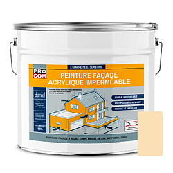 PRO COM Peinture façade PROCOM crépi, façade à relief, imperméabilisation et protection des façades - Durable jusqu'à 10 ans-10 litres-Pierre (RAL 085 90 20)