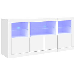 Maison Chic Commode Buffet - Meuble de rangement avec lumières LED blanc 142,5x37x67 cm -GKD77428