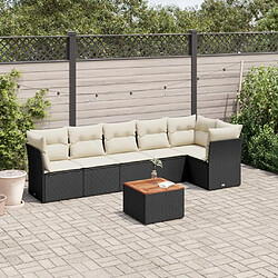 Maison Chic Ensemble Tables et chaises d'extérieur 7pcs avec coussins,Salon de jardin noir résine tressée -GKD104684