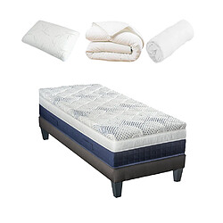 Bellecour Pack Castellane Pack Prêt à dormir CASTELLANE 90x190 cm | Matelas Mémoire de forme + Sommier + Accessoires